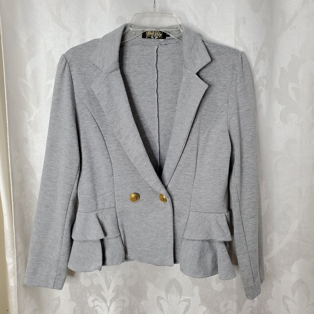 OLGA DE POLGA 100% Cotton Ruffle Blazer